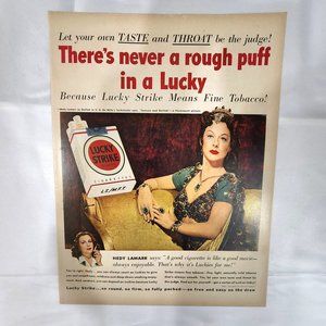 Hedy Lamarr vintage advertising magazine print ad color Lucky Strikes 1950